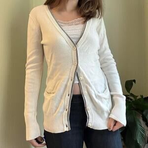 Aeropostale grey and white preppy cardigan